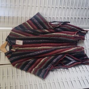 Loud Elephant 100% cotton red and black striped hoodie poncho unisex O/S